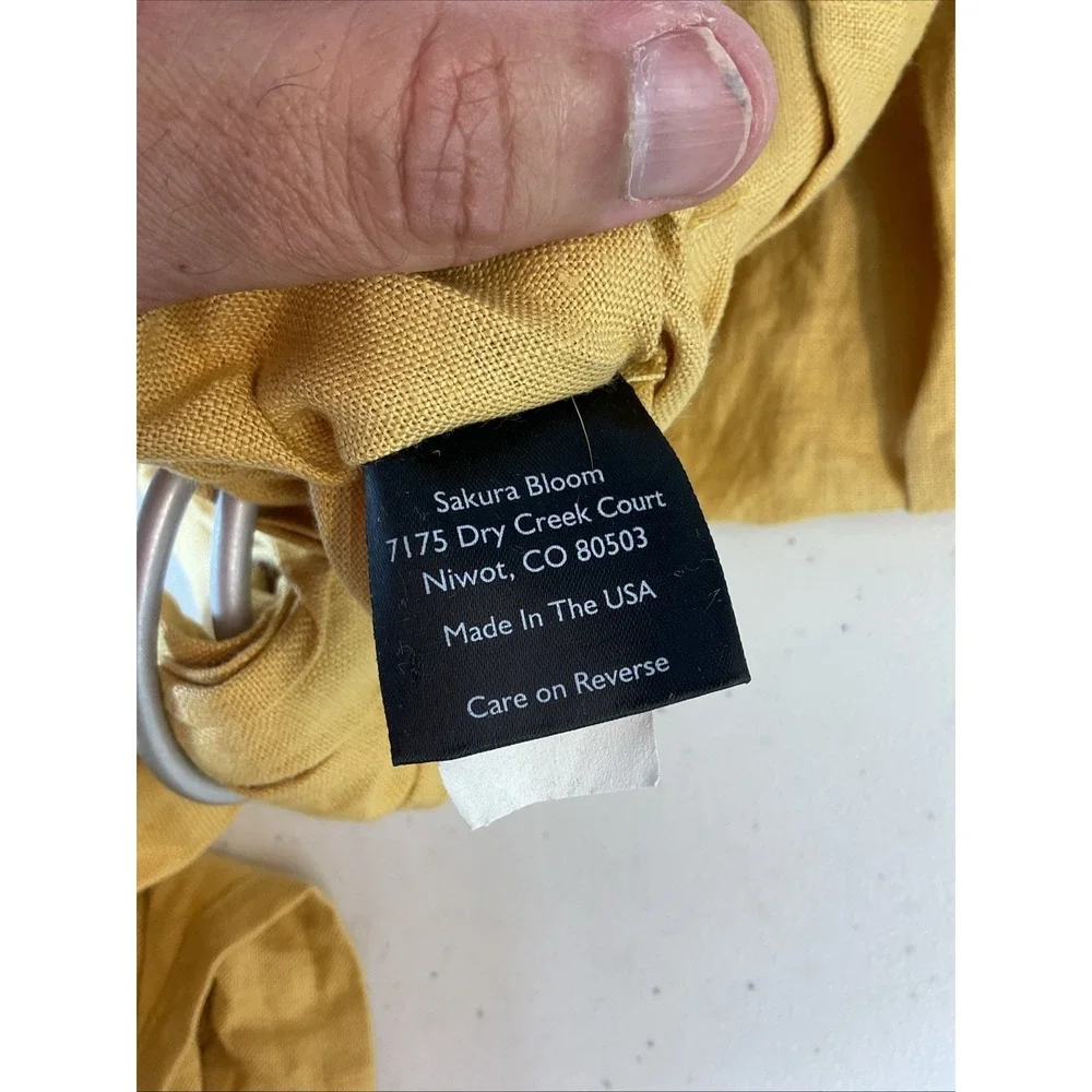 Sakura Bloom Ring Sling 100% Linen Gold with Silver Rings Made in USA